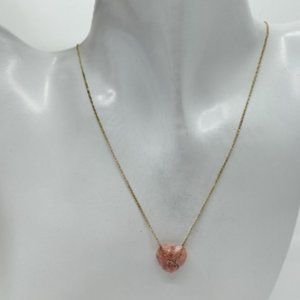 Tiffany & Co. Necklace Heart Chain Cross Rhodochrosite Yellow Gold 14K Pink